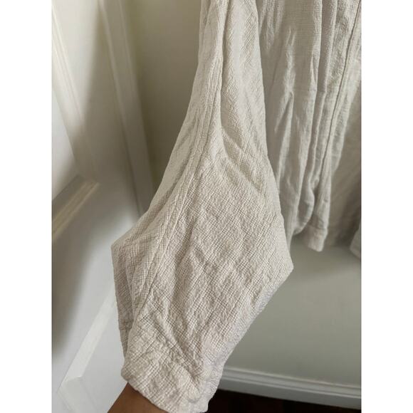 Madewell Cardigan Women's XL Linen Blend Cropped Robe Jacket Tan Relaxed Fit - Picture 6 of 9